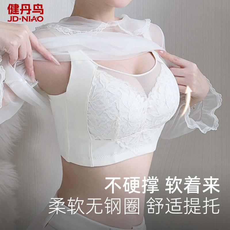 健丹鸟大码调整型大胸显小内衣女反重力上托防下垂收副乳聚拢文胸