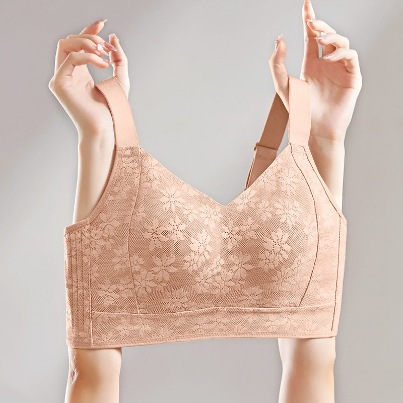 大胸显小内衣女夏季薄款无痕防凸全罩杯收副乳防下垂显胸小的文胸