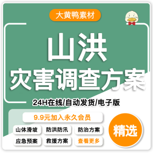 山洪灾害调查方案泥石流山体滑坡地质灾害防治洪涝专项应急预案