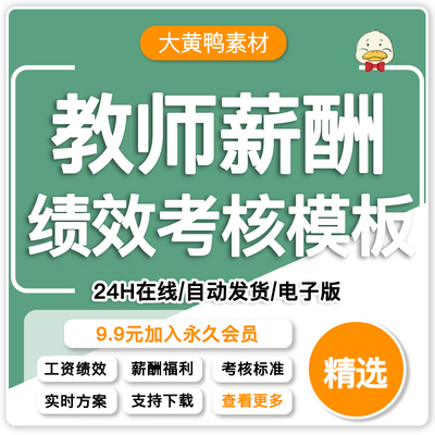 幼儿园中小学培训学校教师工资薪酬福利绩效考核标准方案模板