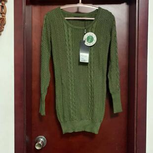 S码冬款绿色针织毛衣女士工艺衫品牌断码服装不退换介意慎拍全新