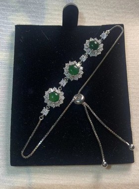 天然玉石手链可调节翡翠中国风女