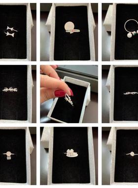 新款17号时尚指环指围白金色锆石