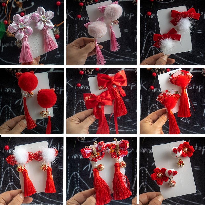 儿童夹子汉服过年流苏古风摄影