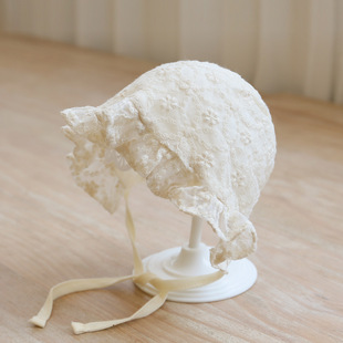 韩版 遮阳帽 春夏纯棉婴儿帽子女宝宝公主蕾丝花边宫廷帽婴幼儿夏季