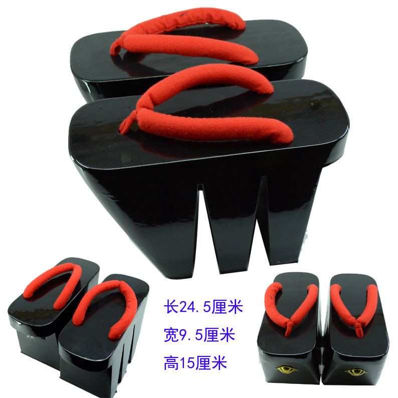 高货三齿木屐 居家木拖tuo鞋 花魁 实木 橡胶底 超高跟cosplay