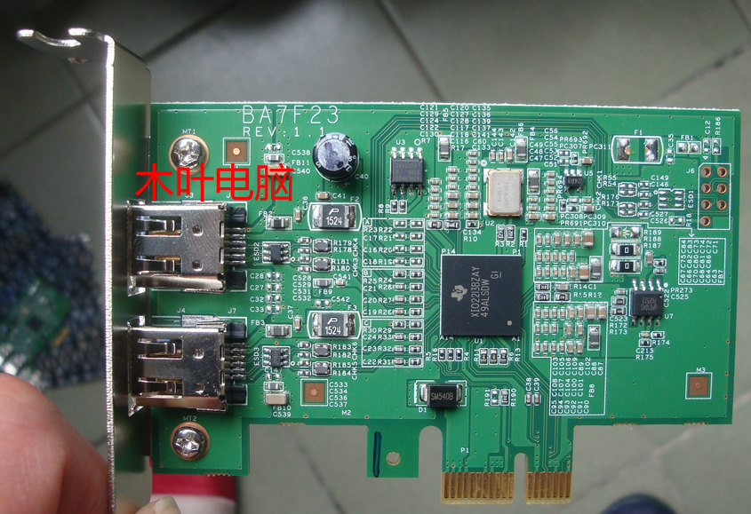 2U半高德州仪器 PCI-E 1X 1394卡 1394A  支持WIN10火线声 DV HDV