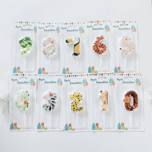 卡通动物数字蜡烛0-9老虎蛇长颈鹿数字生日蜡烛儿童周岁烘焙插件