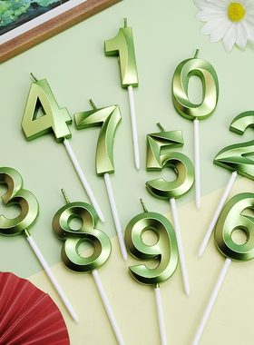绿色歌剧院数字蜡烛0-9年龄庆生派对装饰用品蛋糕蜡烛生日蜡烛
