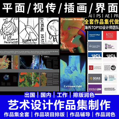 视觉传达平面文创包装VI设计出国UI海外留学作品集润色辅导代画做