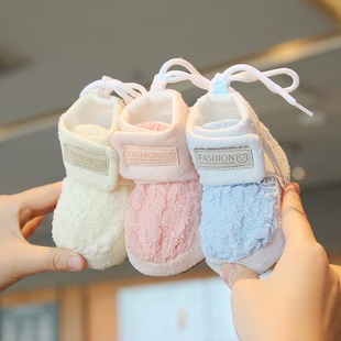 袜 靴子外穿轻便防滑不掉新生儿鞋 婴儿学步鞋 绉布透气洋气春秋薄款