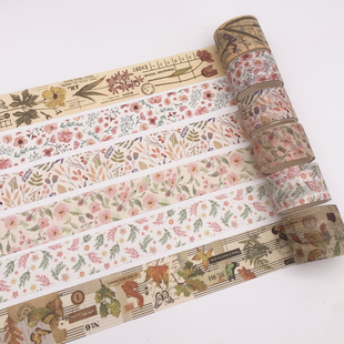 复古和纸手帐胶带 书画文字唯美风景色彩日常实用彩色整卷韩版diy