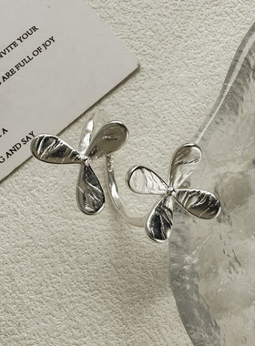 S925纯银韩版小众设计感小花纹理戒指韩式风简约指环