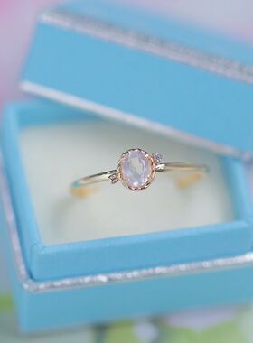 清新甜美丘比特之箭戒指新款 925纯银镀金粉晶