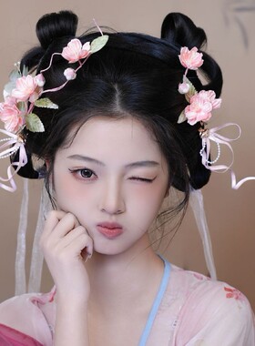 古风新款春季烫花发饰纯手工娟纱发夹景区妆造馆造型配饰汉服头饰