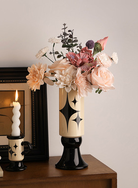 鱼头中古风花瓶高级感摆件家居玄关桌面装饰品蜡烛烛台热销艺术感