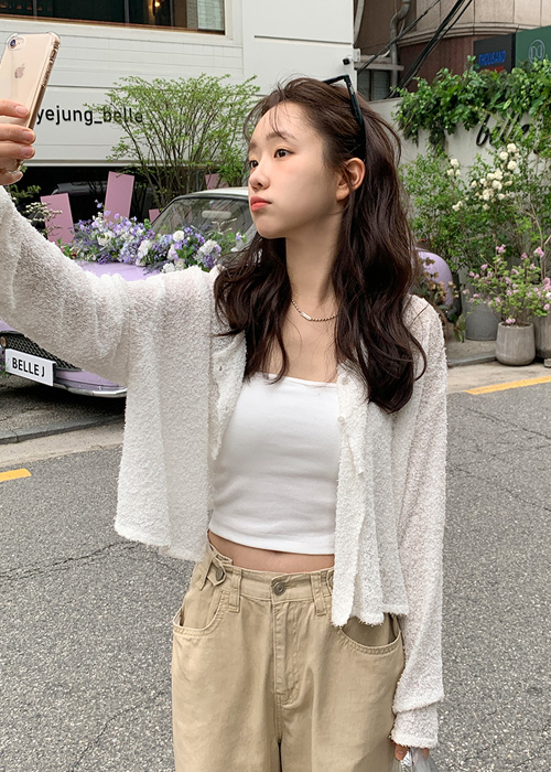 【cuckoo】韩国官网代购 雪花圆领两穿薄针织开衫 beginning