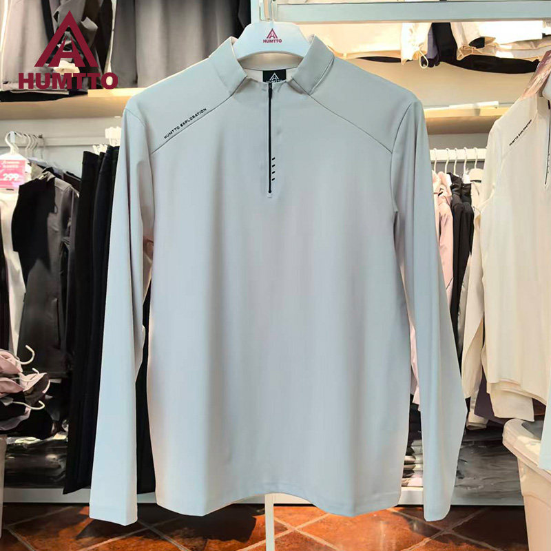 悍途男长袖T恤秋冬新款立领保暖打底衫户外休闲半拉链上衣19U702A