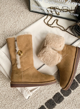 SEVEN LUNA~国内正品2025冬百搭雪地靴两穿加绒保暖短靴女SLLB108