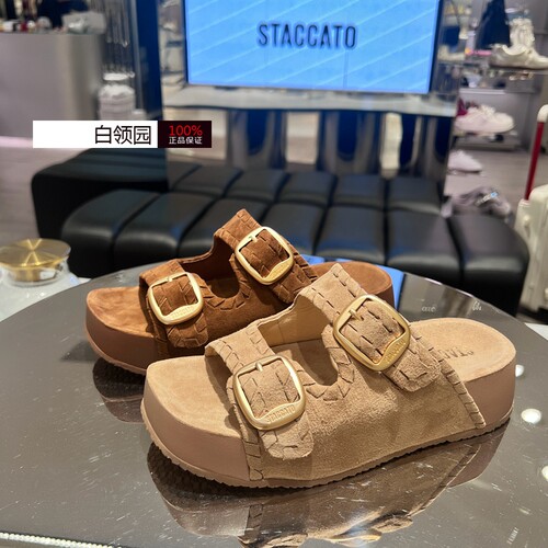 Staccato思加图~专柜正品2025夏季复古勃肯拖厚底休闲拖鞋女EF602