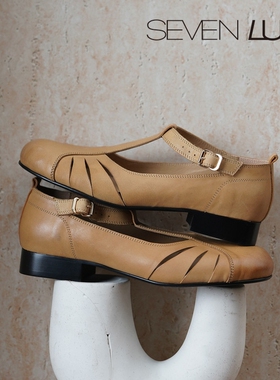 SEVEN LUNA~国内正品2026春夏文艺范镂空猪笼鞋粗跟凉鞋女SLZR606