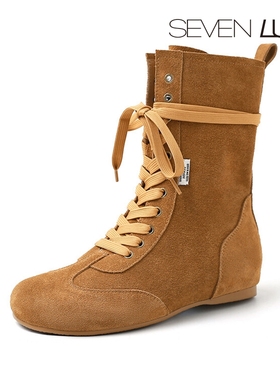 SEVEN LUNA~国内正品2024秋冬复古内增高马丁靴勃肯短靴女SLPD657