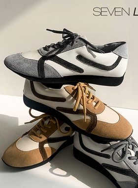 SEVEN LUNA~国内正品2025春款拼色德训鞋阿甘鞋休闲单鞋女SLMK280
