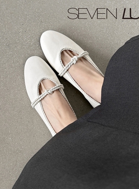 SEVEN LUNA~国内正品2026春银色芭蕾鞋玛丽珍鞋平底单鞋女SLDQ193