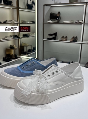 LE SAUNDA莱尔斯丹专柜正品2025春夏厚底小白鞋休闲单鞋女6M42402