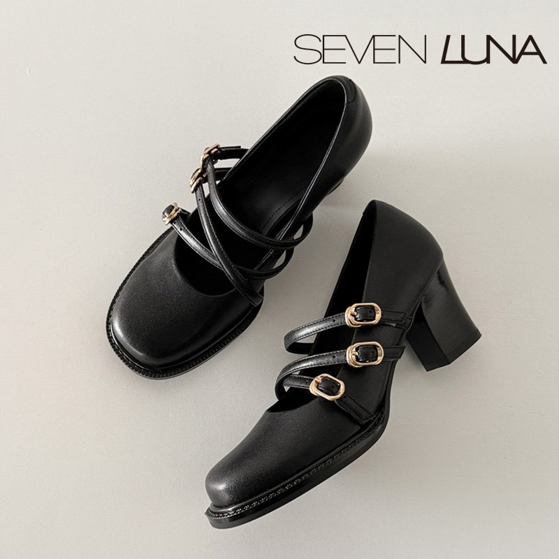 SEVEN LUNA国内正品~2026春季复古法式玛丽珍鞋粗跟单鞋女SLDQ168,女鞋,浅口单鞋,淘宝优惠券,粉丝福利购,淘宝优惠卷