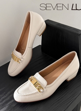 SEVEN LUNA国内正品~2026春季英伦小皮鞋乐福鞋粗跟单鞋女SLWC772