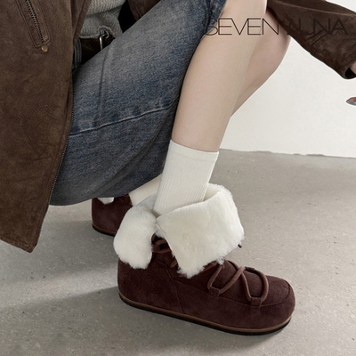 SEVEN LUNA~国内正品2025冬季内增高皮毛一体雪地靴棉靴女SLDQ73
