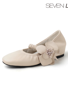 SEVEN LUNA~国内正品2025春款仙女花朵芭蕾鞋内增高单鞋女SLMK806