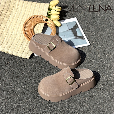 SEVEN LUNA~国内正品2026春复厚底勃肯鞋外穿包头半拖鞋女SLAG413