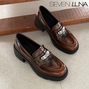 LUNA国内正品 粗跟单鞋 2026春季 乐福鞋 女SLMK527 英伦小皮鞋 SEVEN