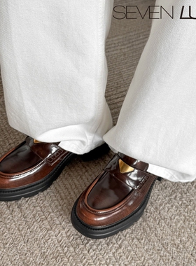 SEVEN LUNA国内正品~2026春季沈月同款乐福鞋小皮鞋单鞋女SLMK525