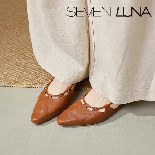 SEVEN LUNA~国内正品2026夏季法式复古气质包头平底凉鞋女SLSS213