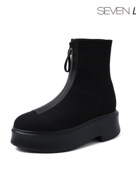 SEVEN LUNA~国内正品2024秋冬厚底弹力瘦瘦靴马丁靴短靴女SLPD651