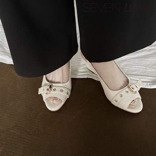 SEVEN LUNA~国内正品2026夏季复古鱼嘴通勤坡跟时装凉鞋女SLDQ395