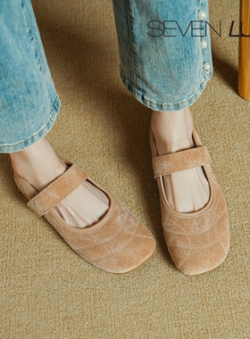 SEVEN LUNA~国内正品2025秋季舒适玛丽珍鞋平底豆豆单鞋女SLPS261