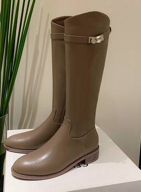 SEVEN LUNA~国内正品代购22秋冬斜口骑士靴粗跟高筒长靴女SLMO606