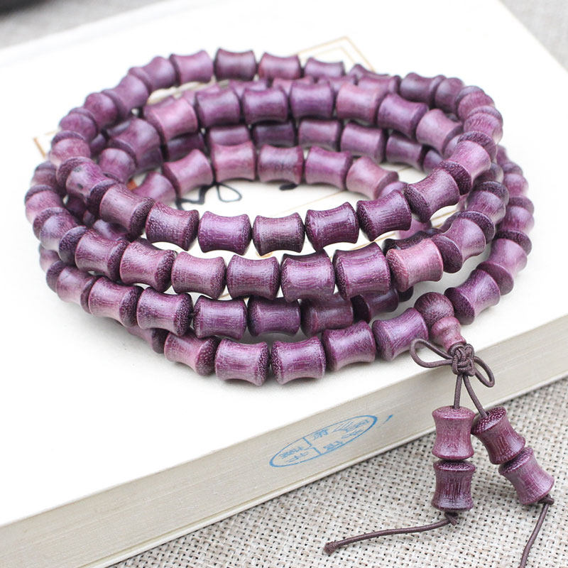 厂家直销紫苏木手串108颗竹节佛珠念珠玫瑰紫檀木紫罗兰男女饰品