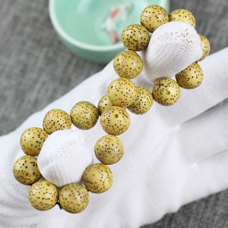 星月菩提手串鸡油黄老籽桶珠圆珠海南料文玩佛珠男女情侣手链饰品