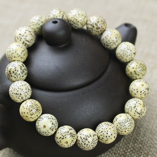 星月菩提手串奶奶灰海南料石玉阴皮10MM单圈男女情侣手链饰品文玩