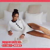 walkingChic长袖 泳衣女连体绝美高级感遮肉小香风度假温泉泳装