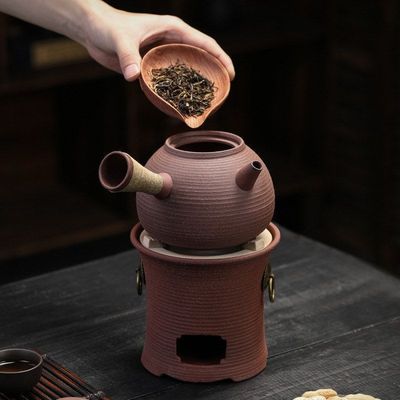 罐罐茶煮茶壶侧把砂铫跳盖壶红泥