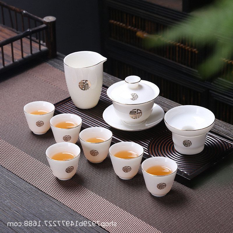 德化羊脂玉白瓷茶具套装功夫茶杯商务活动高档礼品礼盒装可印LOGO