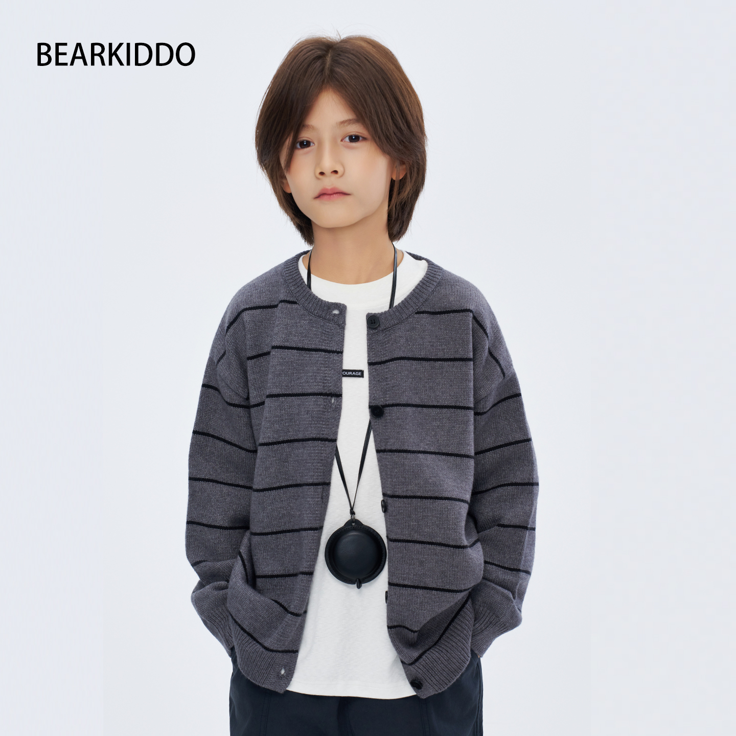 日韩系儿童条纹毛衣2025春秋新款男童柔软开衫中大童洋气针织衫潮