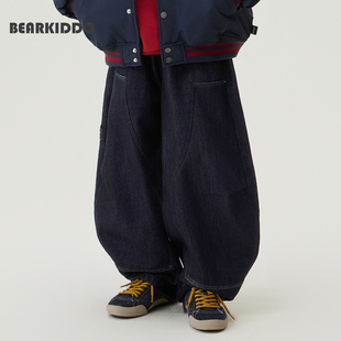 秋冬加绒弯刀牛仔裤男童洋气新款冬装儿童加厚休闲长裤保暖垮裤潮