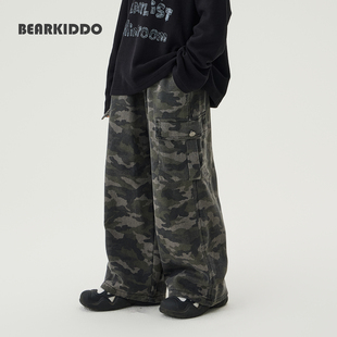 秋冬男童加绒迷彩工装裤儿童新款洋气保暖冬装中大童加厚休闲长裤